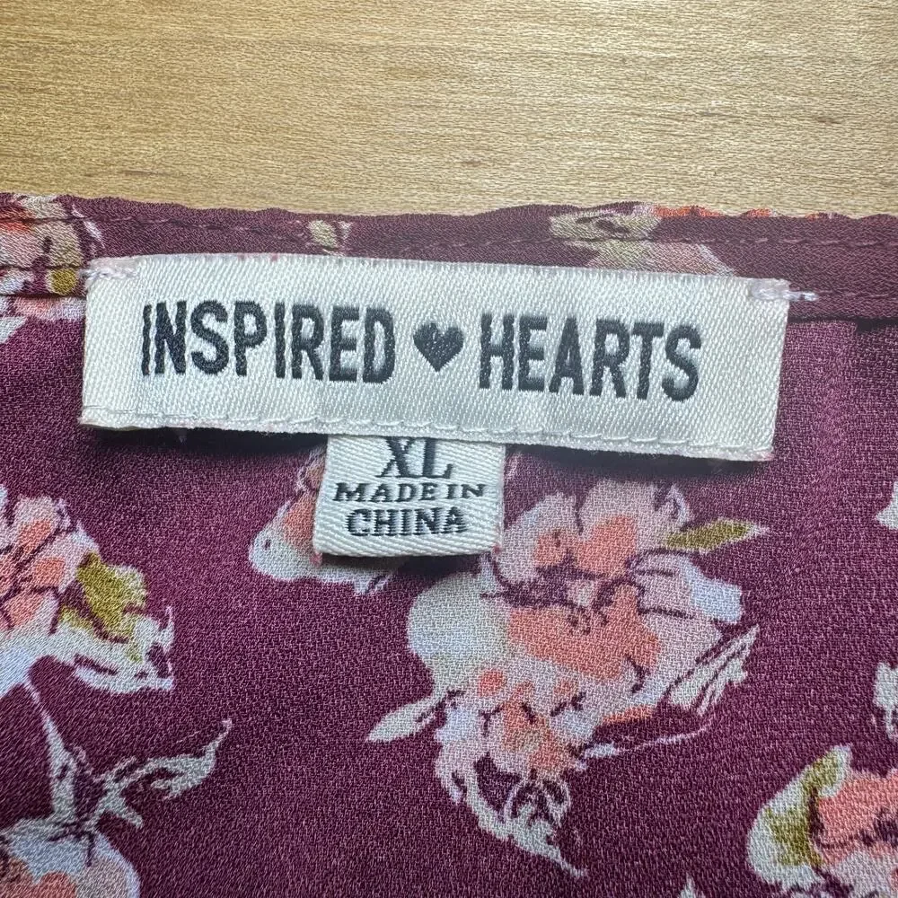 Inspired Hearts purple floral dress with long‎ sleeves. Girls XL